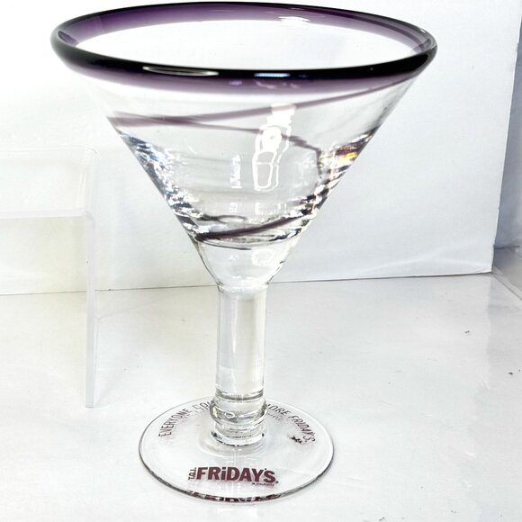 Set 3 TGI Friday's Amethyst Swirls 16 oz Martini Margarita Glasses - Picture 2 of 13